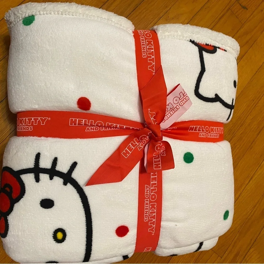 HELLO KITTY CHRISTMAS TWIN SHERPA BACKED BLANKET